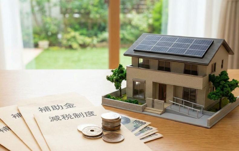 住宅の省エネ化やバリアフリー化を促進するための補助金や減税制度のイメージ